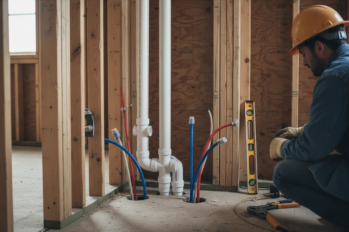 Drain and supply rough-in during Leak Detection in Plainfield